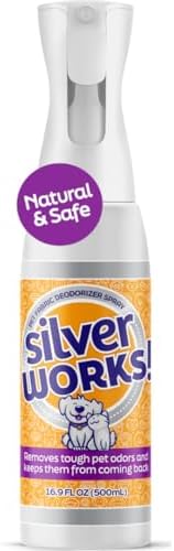 SilverWorks! Pet Odor Eliminator Spray For Home - Safe, Natural, Silver Ion Deodorizer - Cat, Dog Smell And Urine Odor Eliminator For Carpet, Furniture And Litter -16.9oz by SilverWorks