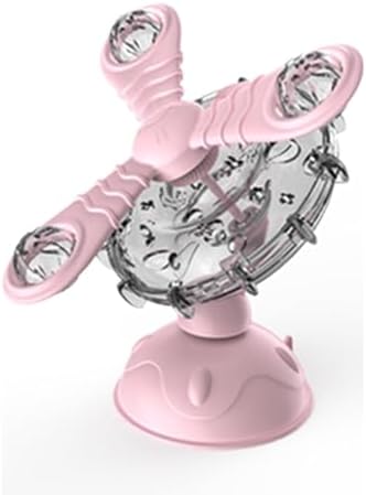 Rotating Pet Treat Dispenser Toy: 360-Degree Rotating Windmill Puzzle Toy, Window-Mounted Ferris Wheel Feeder with Suction Cups for Cats and Dogs, Suitable for Puppies (Pink) by TwleadCo