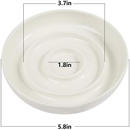 SLSON Cat Slow Feeder Bowl,Ceramic Slow Feed Cat Bowls Heavy and Shallow Wisker Stress-Free Pets Dish for Kittens Small Pets Wet Food,White - Image 3