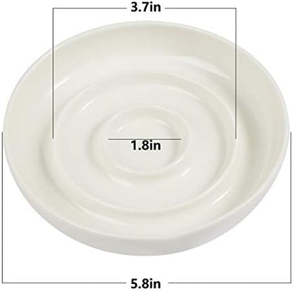 SLSON Cat Slow Feeder Bowl,Ceramic Slow Feed Cat Bowls Heavy and Shallow Wisker Stress-Free Pets Dish for Kittens Small Pets Wet Food,White - Image 3