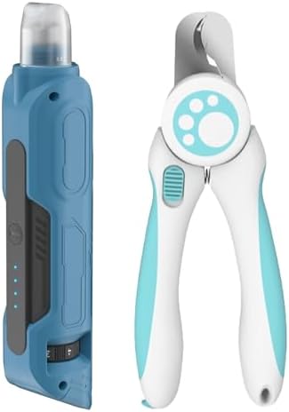 PAPIFFEED Dog Nail Grinder, Quiet 6-Speed Electric Nail Trimmer with Dual LED Light, Rechargeable for Small Medium Large Dogs, with Premium Nail Clipper (Sky Blue Set) by PAPIFEED
