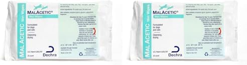 Dechra MalAcetic Wet Wipes for Cats and Dogs 25 Count (Pack of 2) by Dechra