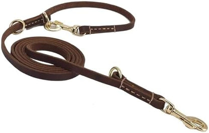 Multi Function 8ft Leather Dog Leash, Genuine Leather Leash Hands Free Dog Training Leashes for Medium and Large Dogs (8 Foot*5/8 inch, Brown) by GuidingStar