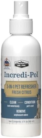 Dr. Pol Incredi-Pol 3-in-1 Pet Refresher | Waterless Coat Cleaner & Conditioner | Pet Odor Eliminator | Fine Mist Spray for Dogs & Cats | Freshens, Cleans & Softens Fur | 3 oz | Fresh Citrus by DrPol