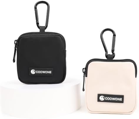 Dog Treat Pouch 2 PCS, Waterproof Small Dog Treat Bag for Leash, Hands Free Dog Walking Bag with Carabiner, Dog Poop Bag Holder for Pet Puppy Travel or Outdoor Use, Zipper Closure to Avoid Spilling by COOWONE