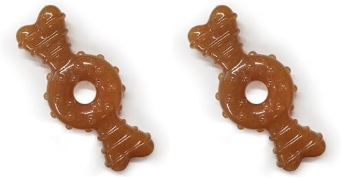 Nylabone Ring Bone Chew Toy for Puppies, Puppy Teething Toys, Puppy Enrichment Toys, Chicken Flavor, X-Small Dogs - Up to 15 lbs, 1 Count (Pack of 2) by Nylabone