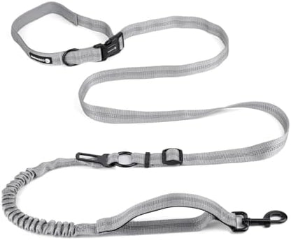 Heavy Duty Multifunctional Hands Free Dog Leash - Adjustable, Reflective Stitches, Car Safety Buckle, Waist Leash for Dog Walking, Running, Hiking - 5-7FT by COOWONE