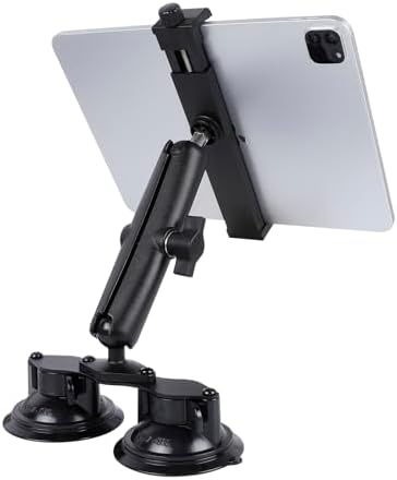 Tablet Mount with Dual Suction Cup Base for Truck Car Windshield, Aluminum Arm Heavy Duty Tablet Suction Holder for Window, Compatible with iPad Pro 12.9" Air Mini 6.5-13" Tablets by Unknown