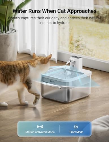 DownyPaws Cat Water Fountain Cordless, Pet Fountain, 84oz/2.5L, White - Image 3
