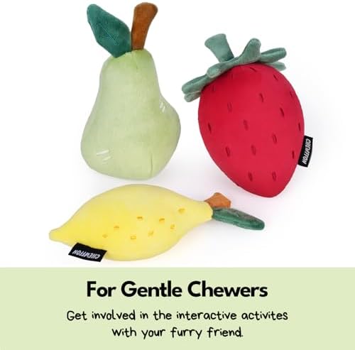 CHEWFFON Squeaky Plush Dog Toy, Pear - Image 3