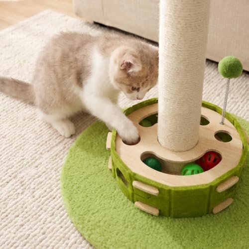 Tall Cat Scratching Post with Cat Puzzle Toys, Interactive Cat Toys - Image 3