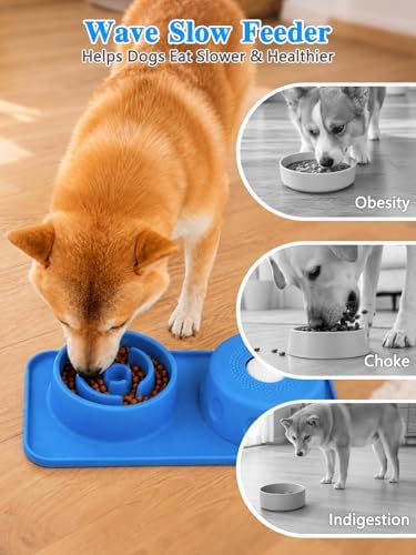 2-in-1 Slow Feeder Dog Lick Bowl with Rolling Ball, Thick Silicone Dog Bowl - Image 4