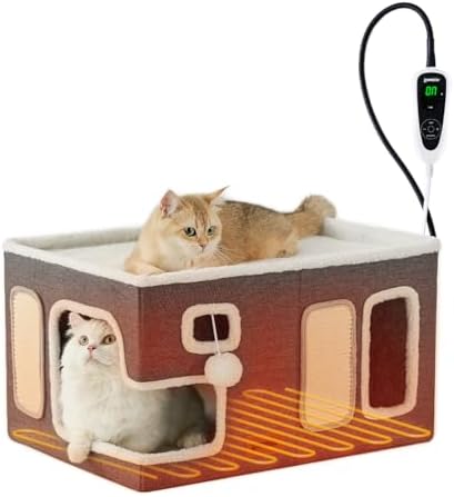 ZOMISIA Heated Cat House Bed for Indoor Cats, Cat Hideway Cube for Sleeping by Zomisia