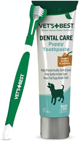 Vet's Best Puppy Toothpaste & Toothbrush Kit, Peanut Butter, Dogs, 3.5 oz by VetsBest