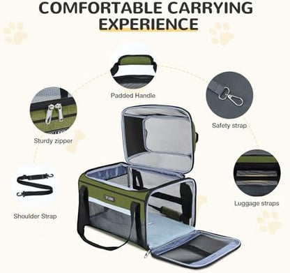 Lekereise Top-Expandable Pet Carrier 17x11x9.5 Inch Alaska Hawaiian Airline Approved Soft Sided Underseat to 12lbs Travel Carriers for Small Dogs and Cats with Locking Safety Zippers Anti-Scratch Mesh - Image 6
