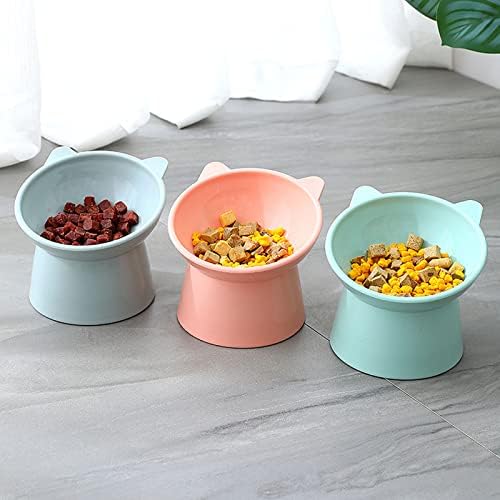 Tilted Elevated Cat Food Bowl - Cats Bowls Whisker Friendly Anti Vomiting Slanted Feeding Bowls Cute Shallow(Tall Cat Bowl-Pink) - Image 6