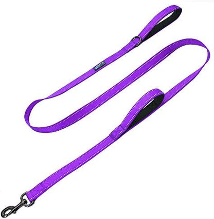 Max and Neo Double Handle Traffic Dog Leash - Reflective, Donates to Dog Rescue (Purple, 6 FT) by MaxandNeo