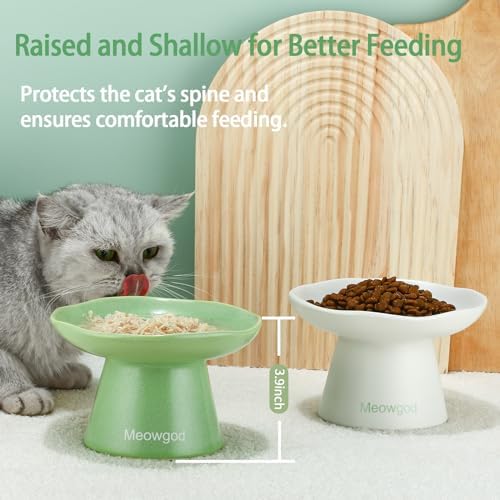 Elevated Cat Bowls,Wide Shallow 6.1" Ceramic Raised Bowls Anti Vomiting,Elevated Bowl Perfect for Flat Faced Cats,Stress Free,Reliefs Fatigue,Cat Dishes for Dry Food and Wet Food - Image 5