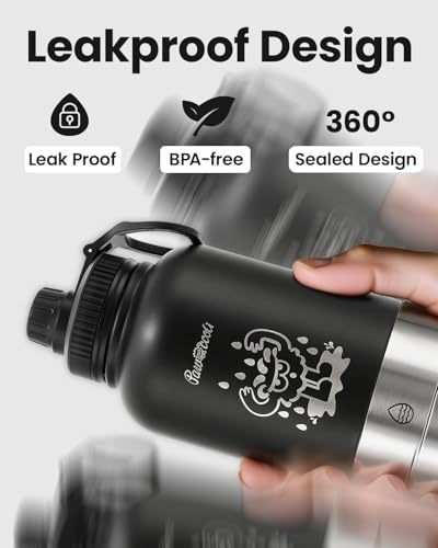 34oz Dog Water Bottle, Stainless Steel Dog Water Bottle Dispenser with Detachable Food & Water Bowls, Keeps Water Hot/Cold, for Walking, Hiking, Camping(Black) - Image 4