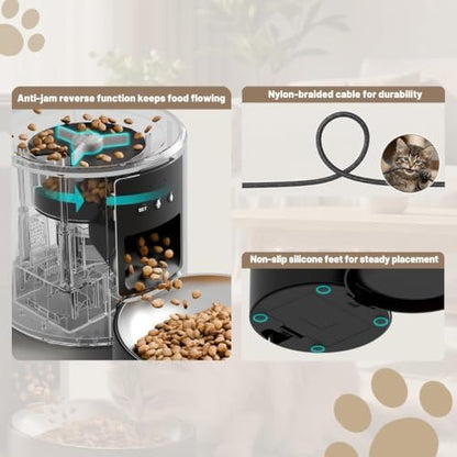 4.2L Automatic Cat Feeder,2.4G WiFi Timed Auto Cat Food Dispenser with 10s Voice Recorder,Dual Power Supply,4.2L Auto Cats Feeder(Black,Single Bowl) - Image 7