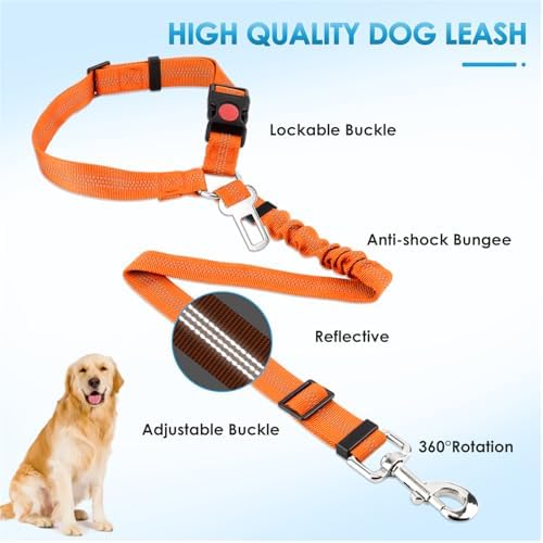 Lukovee Dog Seat Belt, 2 Pack, 3-in-1 Headrest & Seatbelt Clip & Latch - Image 2
