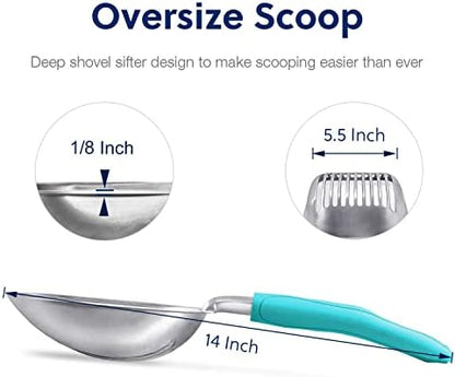 WePet Cat Litter Scoop, Aluminum Alloy Sifter, Kitty Metal Scooper, Deep Shovel, Long Handle, Poop Sifting, Kitten Pooper Lifter, Durable, Heavy Duty, for Litter Box - Image 2