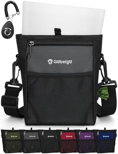 Gobeigo 4 Cup Dog Treat Pouch with Silicone Insert Bag& Clicker(Gray) by Gobeigo