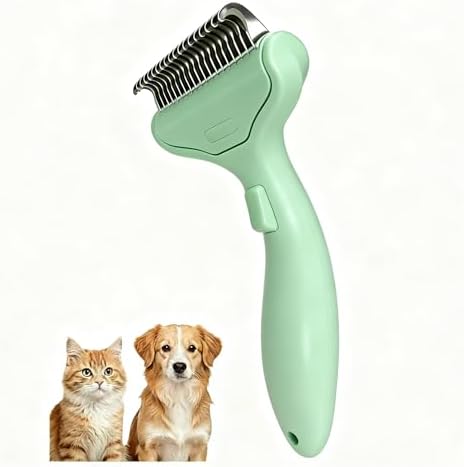 One-Click Self-Cleaning Dematting Comb,Remove Loose Hair,Green by Quppa