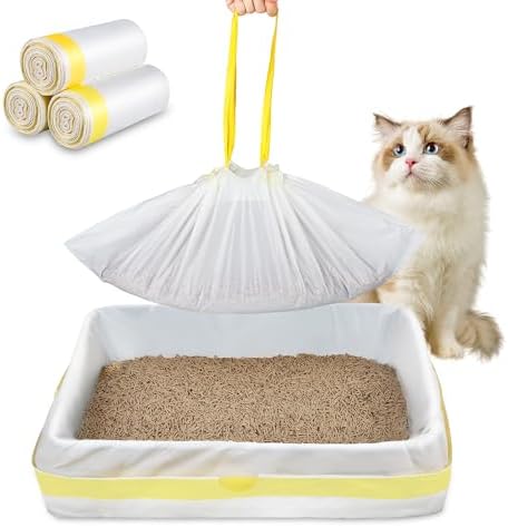 Jumbo Cat Litter Box Liners 37" x 18",30 Count Jumbo Extra Thick With 3 Mil Cat Waste Litter Bags Extra Heavy Duty Large Drawstring Kitty Litter Pan Bags For Pet Supplies by WJXWHSWX
