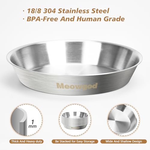 Cat Bowls,6.7" Extra Wide Stainless Steel Cat Food Bowls Whisker Friendly Water Dishes Plates for Cats and Small Dogs Good for Wet and Dry Food(2pack) - Image 2