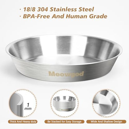 Cat Bowls,6.7" Extra Wide Stainless Steel Cat Food Bowls Whisker Friendly Water Dishes Plates for Cats and Small Dogs Good for Wet and Dry Food(2pack) - Image 2