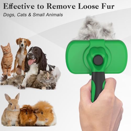 Swihauk Self Cleaning Slicker Brush - Skin Friendly Deshedding Grooming Tool for Dogs & Cats, Suitable for Shedding & Haired Pets, with Pet Supplies Accessories, Green - Image 6