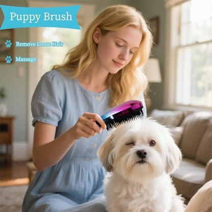 Comma-Shaped Small Dog Brush, Puppy Essentials (Gradient Color) - Image 6