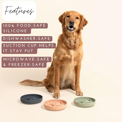 Slow Feeder Dog Bowl - Silicone Dog Bowl, Medium, 7.5" x 1.5" - Sage - Image 2