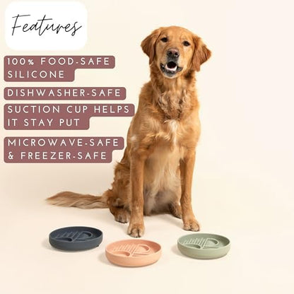 Slow Feeder Dog Bowl - Silicone Dog Bowl, Medium, 7.5" x 1.5" - Sage - Image 2