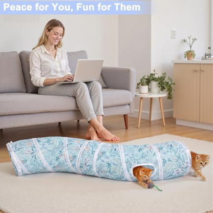 Glittme S-Shape Cat Tunnel, Foldable Cat Tunnels for Indoor Cats - Image 2
