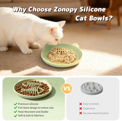 Slow Feeder Cat Bowl, 2 PCS Silicone Cat Bowl, Slow Feeder Ideal for Dry and Wet Food, Easy to Clean, Interactive Puzzle Toy for Pets Food Training, Keeps Cats Busy,6.69" W*0.65" H - Image 5