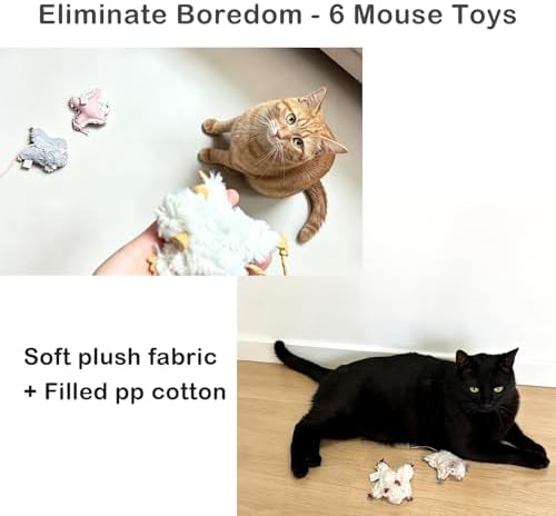Catnip Mouse Toys for Cats, 6Pcs Interactive Plush Mice Cat Toys for Indoor - Image 4