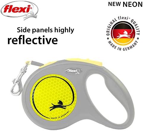 FLEXI® Neon Tape Retractable Dog Leash, Medium, 16 ft - Neon Yellow/Black - Image 3