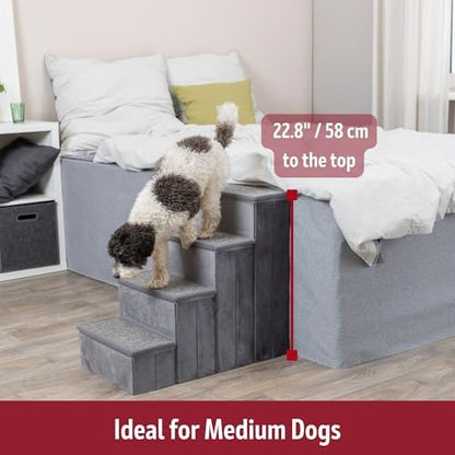 TRIXIE 4-Step Velour Pet Stairs, Gray - Image 4