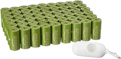 Amazon Basics Premium Leak Proof Dog Poop Bags with Dispenser and Leash Clip, Brazilian Mango Scented, 13" x 9", 810 Count (54 Rolls of 15) by AmazonBasics