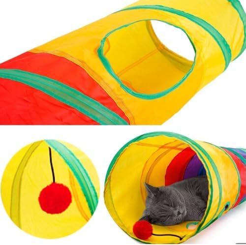 Cat Tunnel Toy with Hanging Ball, Cat Tunnel，Cat Tunnels for Indoor Cats - Image 3