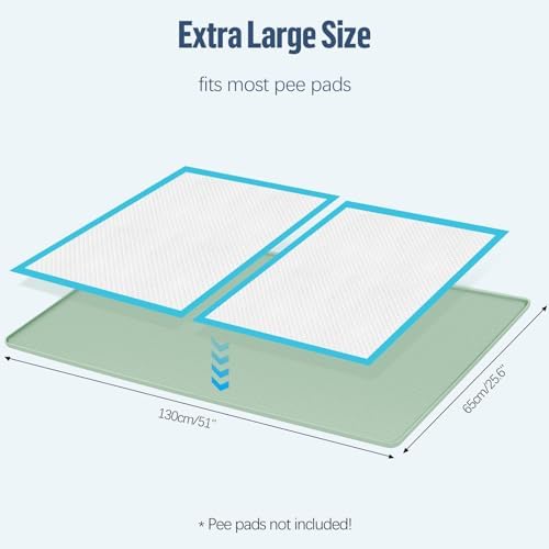 Pee Pad Holder for Dogs 51''x25.6'' Silicone Puppy Pee Pad Tray, Green - Image 2