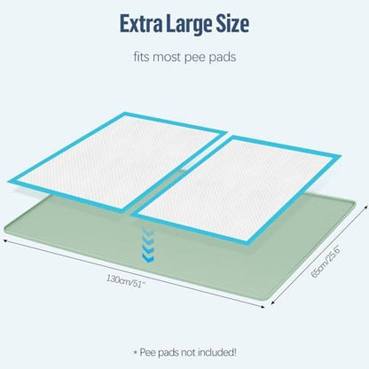 Pee Pad Holder for Dogs 51''x25.6'' Silicone Puppy Pee Pad Tray, Green - Image 2