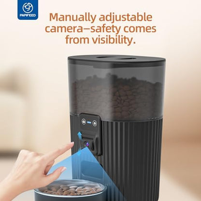 PAPIFEED Automatic Cat Feeder with Camera, WiFi Auto Cat Feeder with App, 3L Slow-Feed Cat Food Dispenser for Dry Food, Dual Power Supply Timed Pet Feeder, 10 Meals/Day, 6 Portions/Meal - Image 3