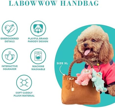 Haute Diggity Dog Labowwow Handbag Plush Dog Toy, Designer Parody Chew Toys - Image 4