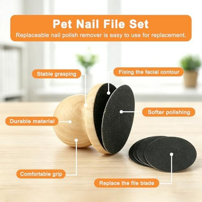 Dog Nail File with Replaceable Filing Disc and Cat Claw Nail Clippers, Dog Nail File Scratch Board Replaceable Sandpaper for Pet Nails Filing, Grooming Tool for Dogs and Cats (Wood Color) - Image 5