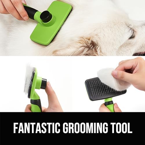 Self Cleaning Slicker Brush for Dogs& Cats, Skin Friendly Grooming Brush for Shedding Long&Short Haired Dogs& Cats, Deshedding Pet Supplies Accessories, Green - Image 3