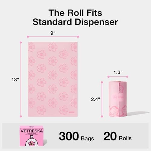 VETRESKA Cherry Blossom Scented Dog Poop Bags, Leak Proof, 300 Counts - Image 6