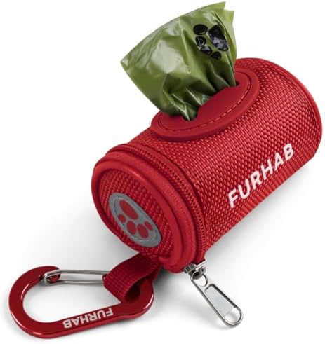 FURHAB Dog Poop Bag Holder for Leash with Carabiner Clip Soft Fabric by FURHAB